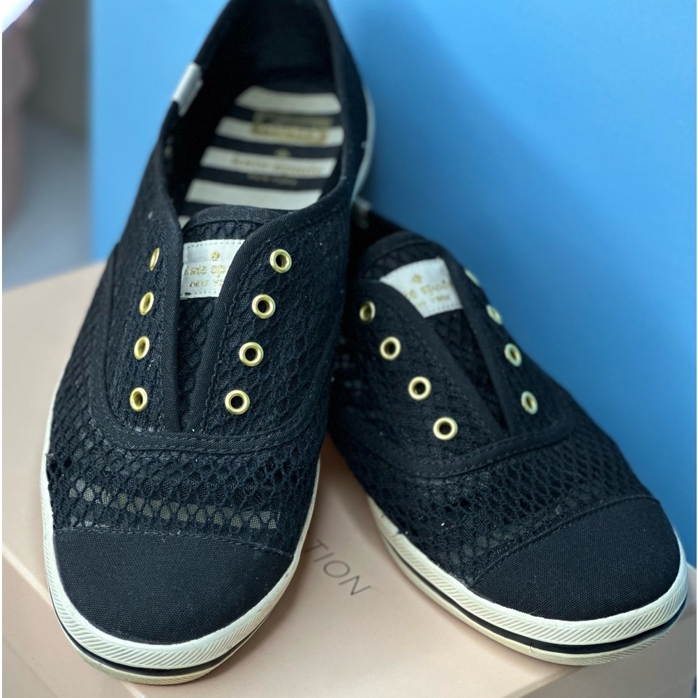 Kate Spade-Navy Keds slip-on sneakers
